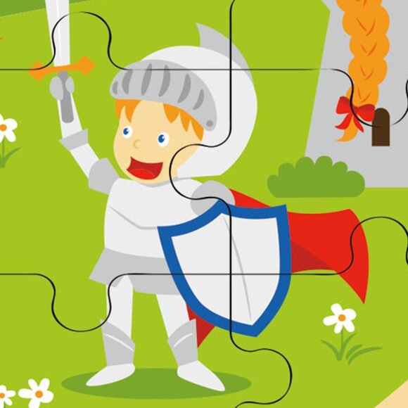 VIGA 16 Pcs Flat Wooden Puzzle w/Tray -Fairy Tale Knights New Sealed For Age 2+ - Picture 6 of 15